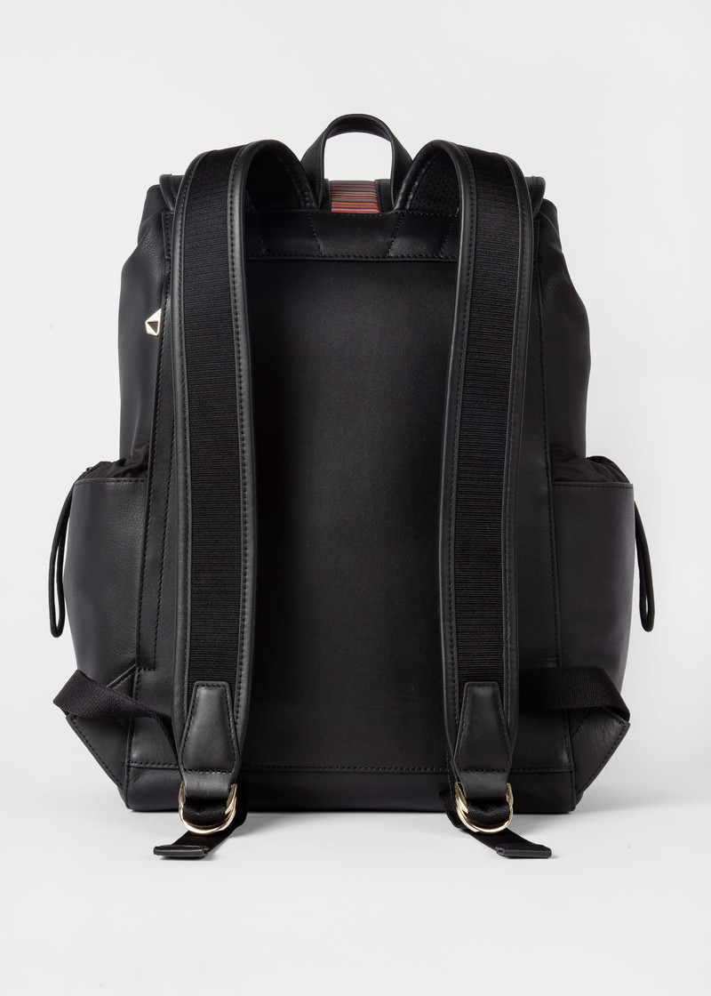 Leather 'Signature Stripe' Flap Backpack 6