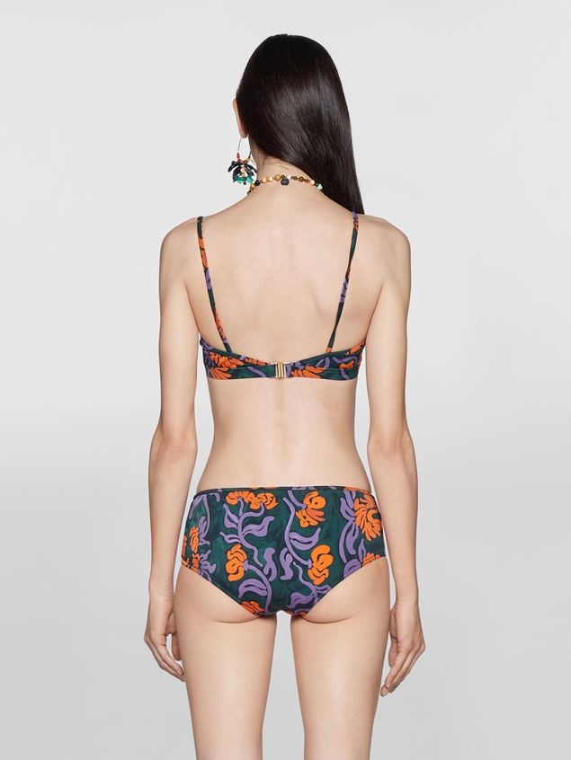 GREEN FLORAL STRIPE PRINT STRETCH BIKINI - 3