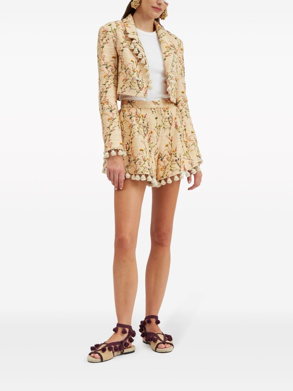 Playa floral-embroidered cotton-blend shorts - 2