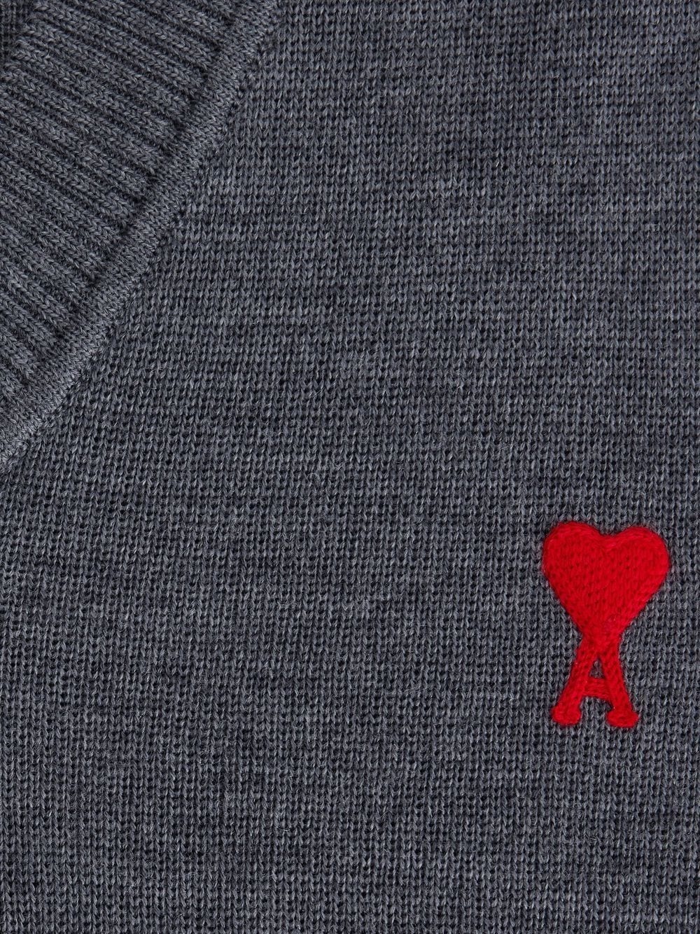 embroidered heart logo V-neck jumper - 5