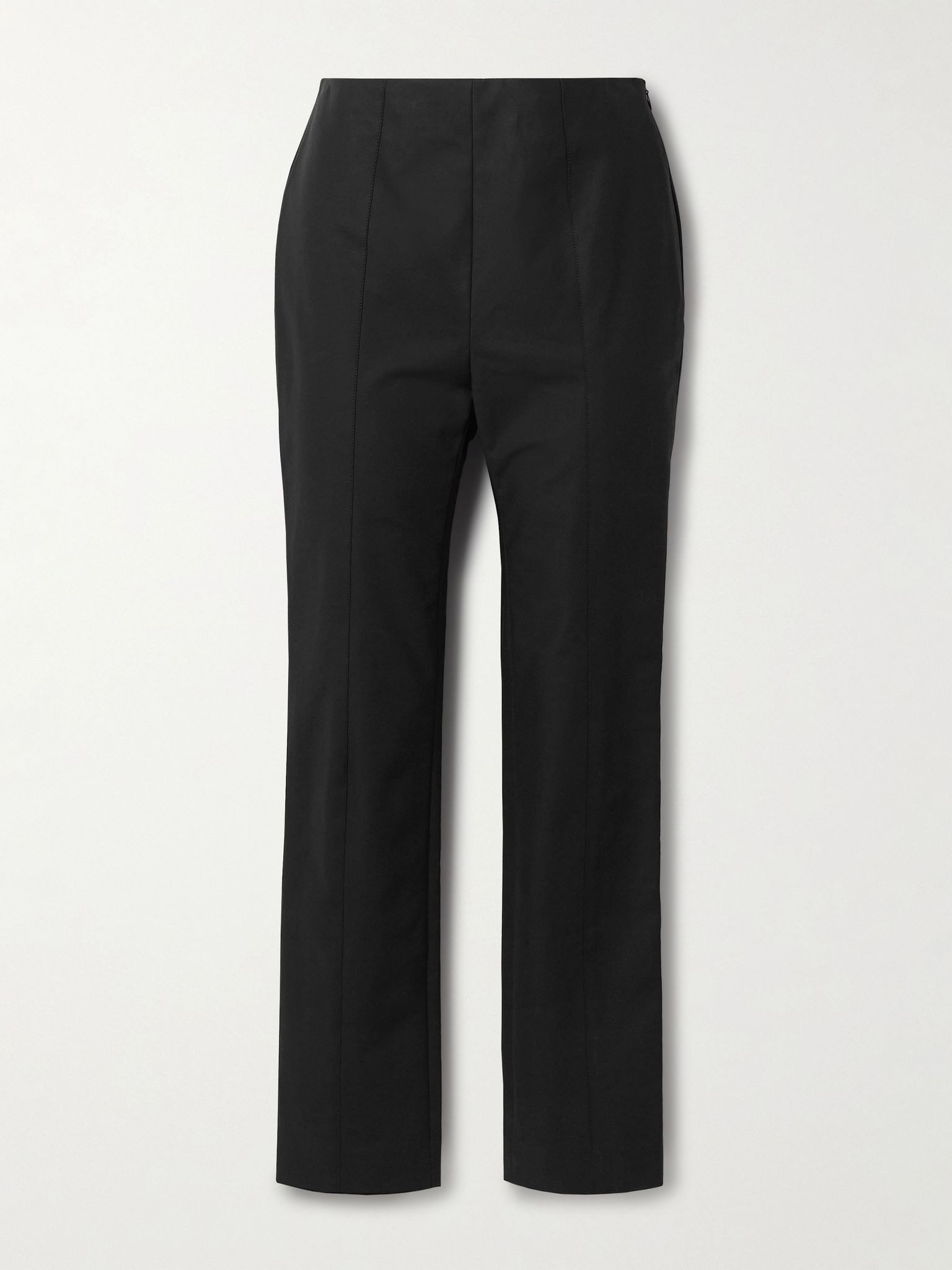 Emilie cotton-blend slim-leg pants Black - 1