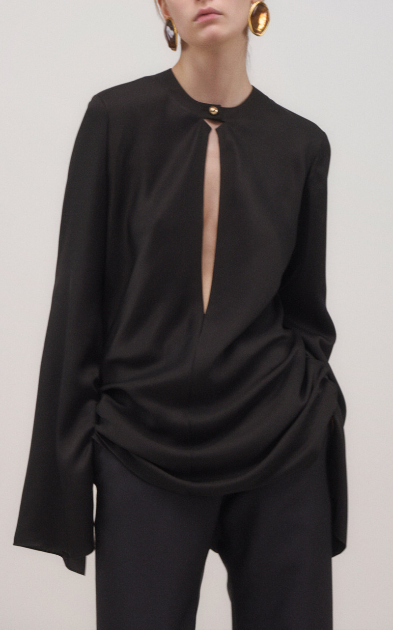 BRANDON MAXWELL The Ella Fluid Twill Mini Dress black outlook