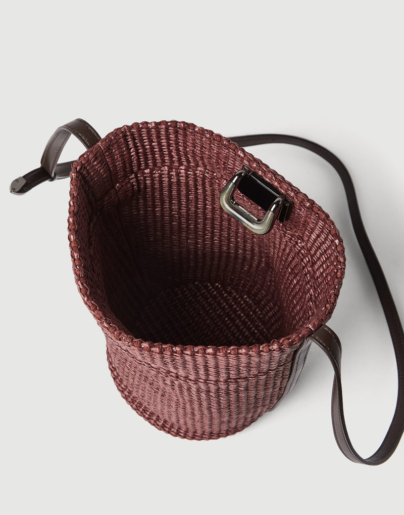 Sartorial small bucket bag in techno raffia 5