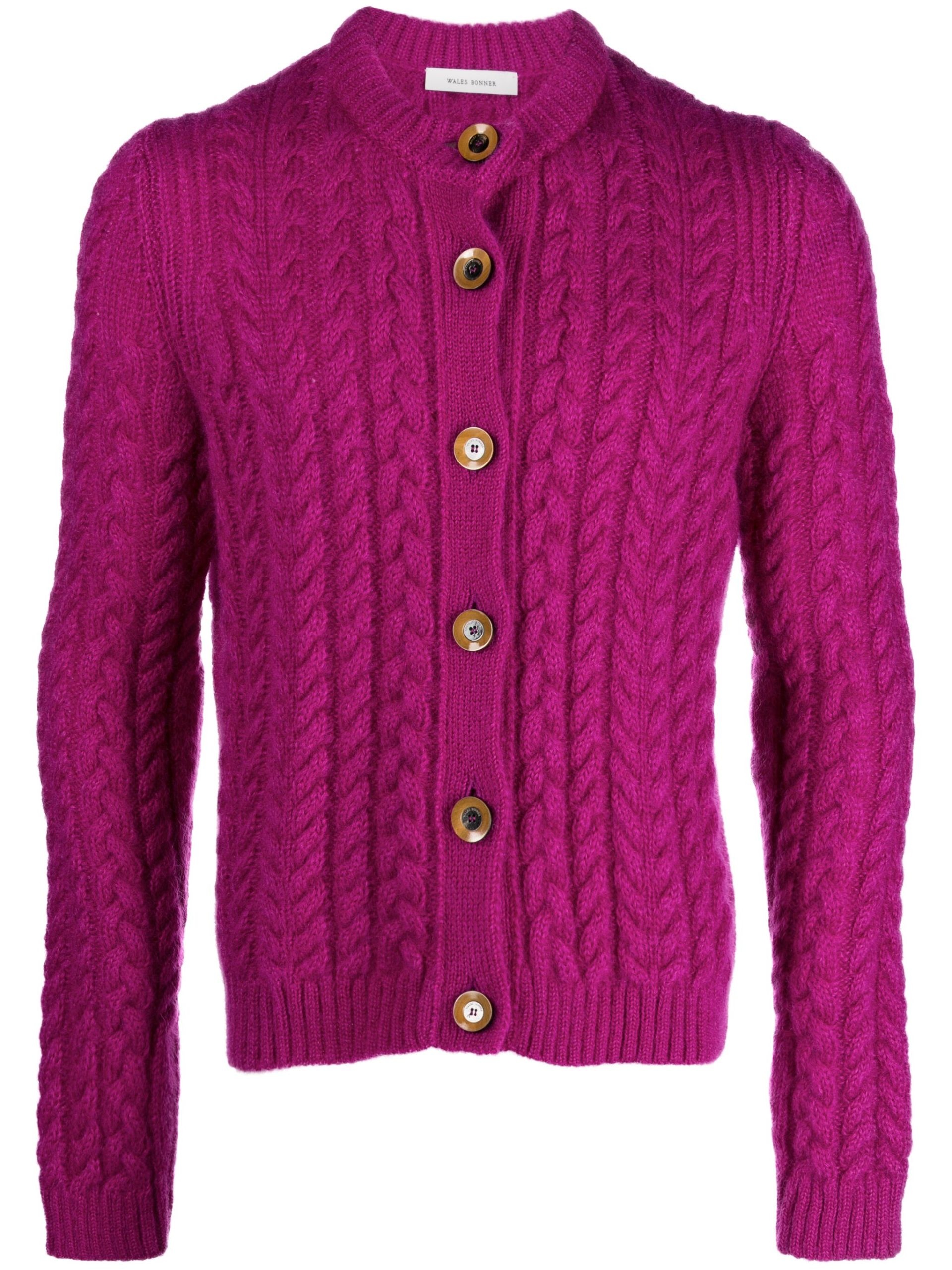 WALES BONNER Pink Liberty Cable Knit Cardigan