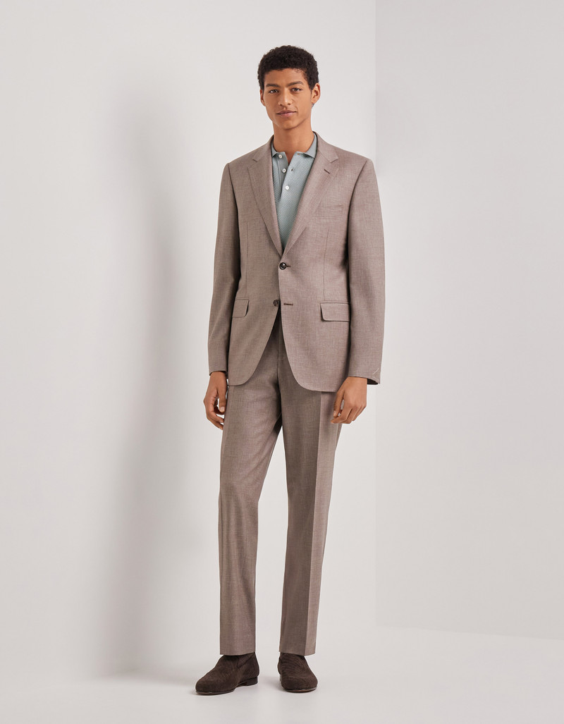 WALNUT 150'S WOOL GRISAILLE REGULAR-FIT SUIT 3