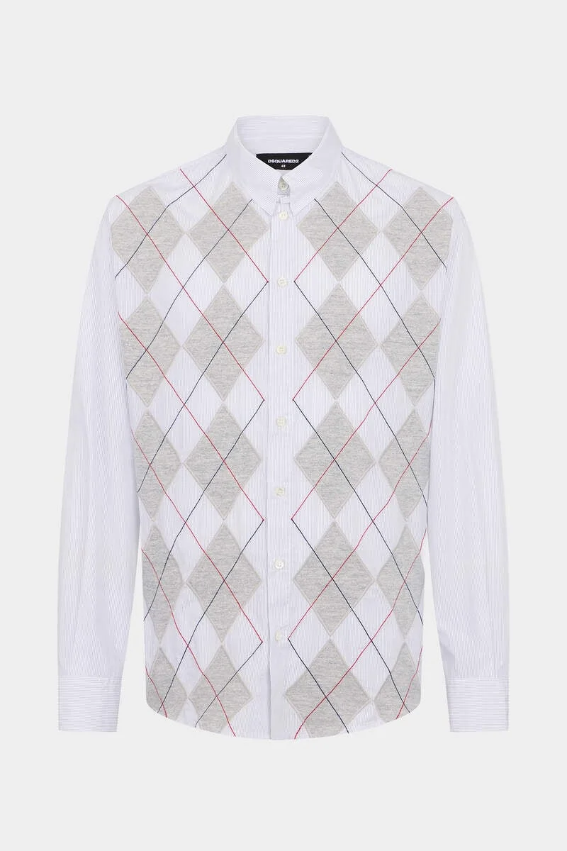 ARGYLE DROPPED SHOULDER SHIRT - 1