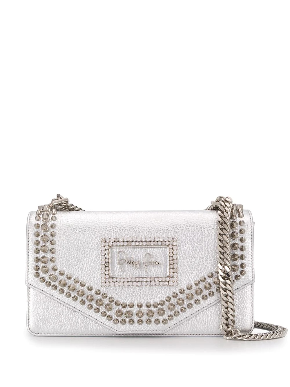 metallic studded shoulder bag - 1