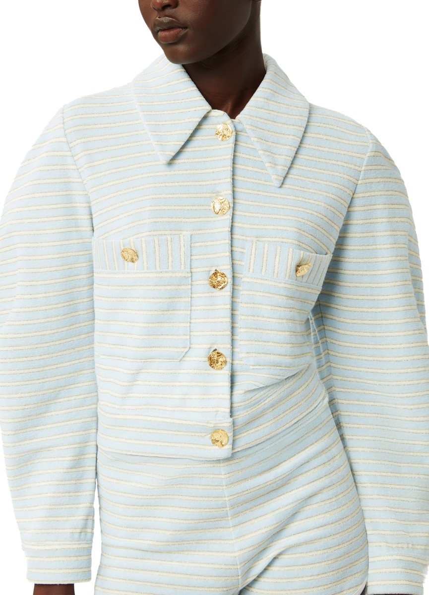 Striped terry cotton jacket - 2