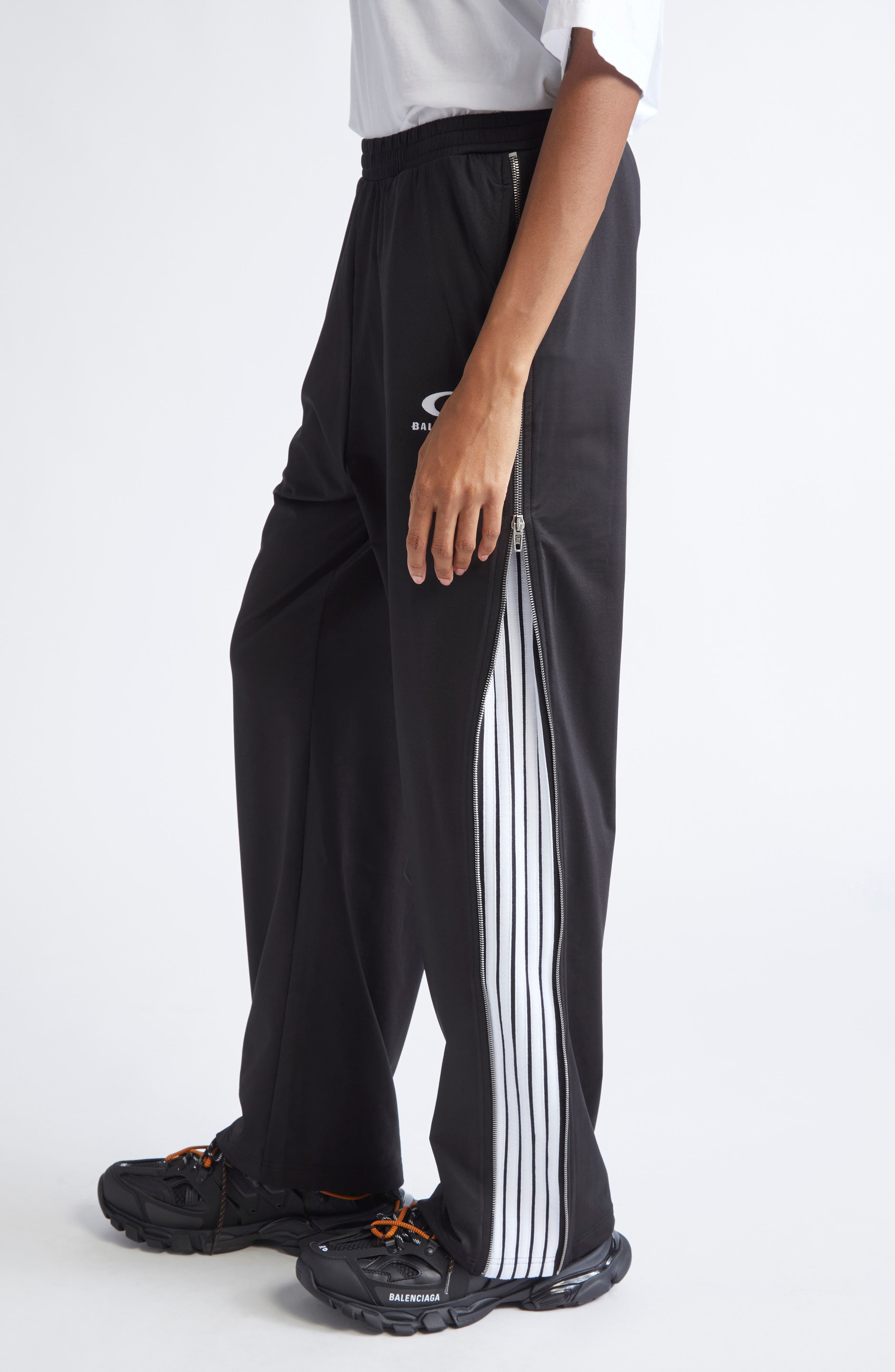 Balenciaga Loop Sports Icon Side Zip Sweatpants in 1070 Black/White at Nordstrom - 3