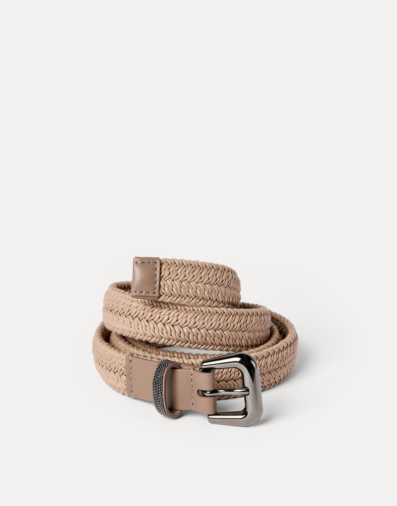Brunello Cucinelli Stretch cotton braided belt with shiny loop outlook
