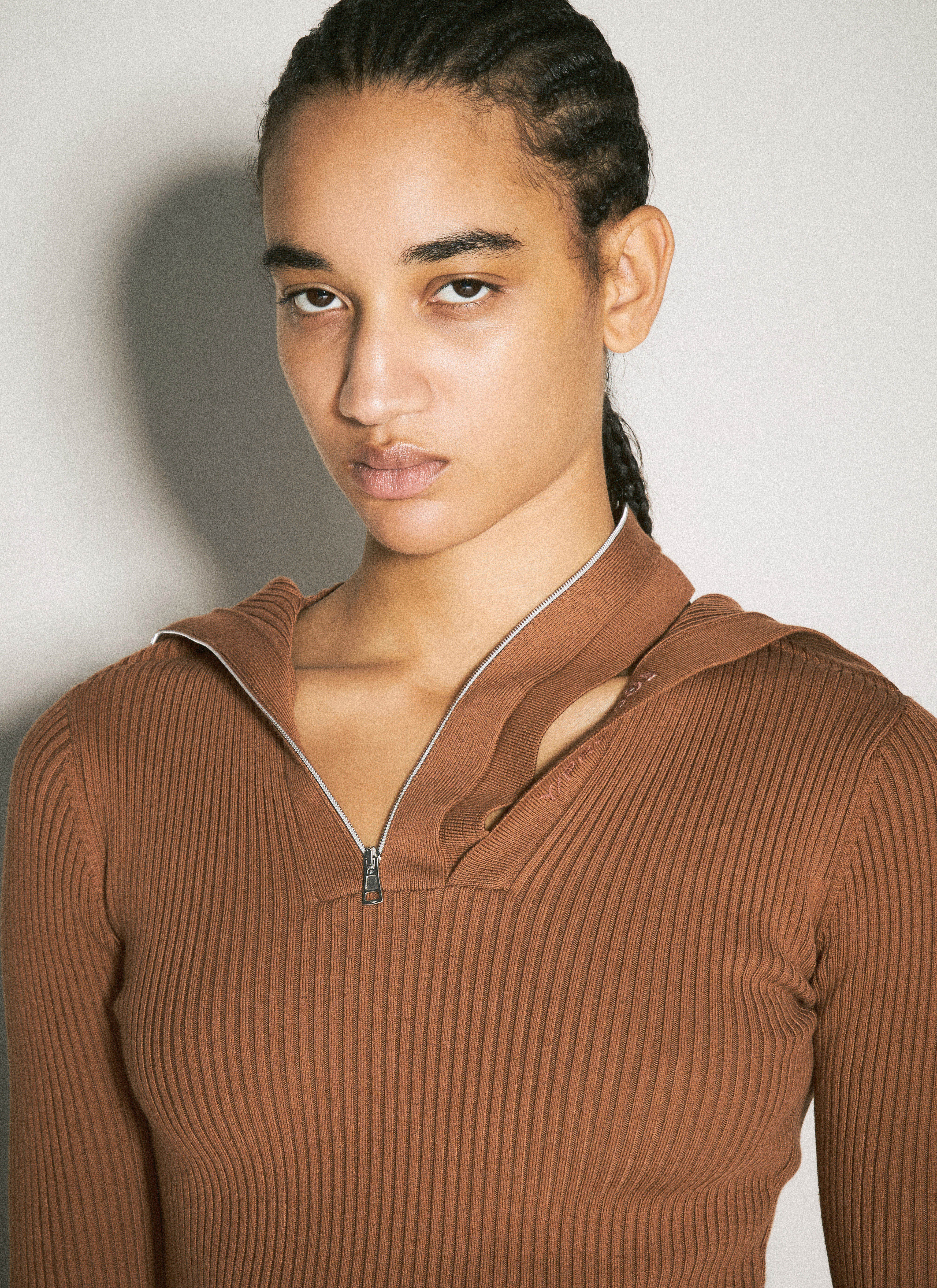 Pinched Shoulder Rib Sweater - 3