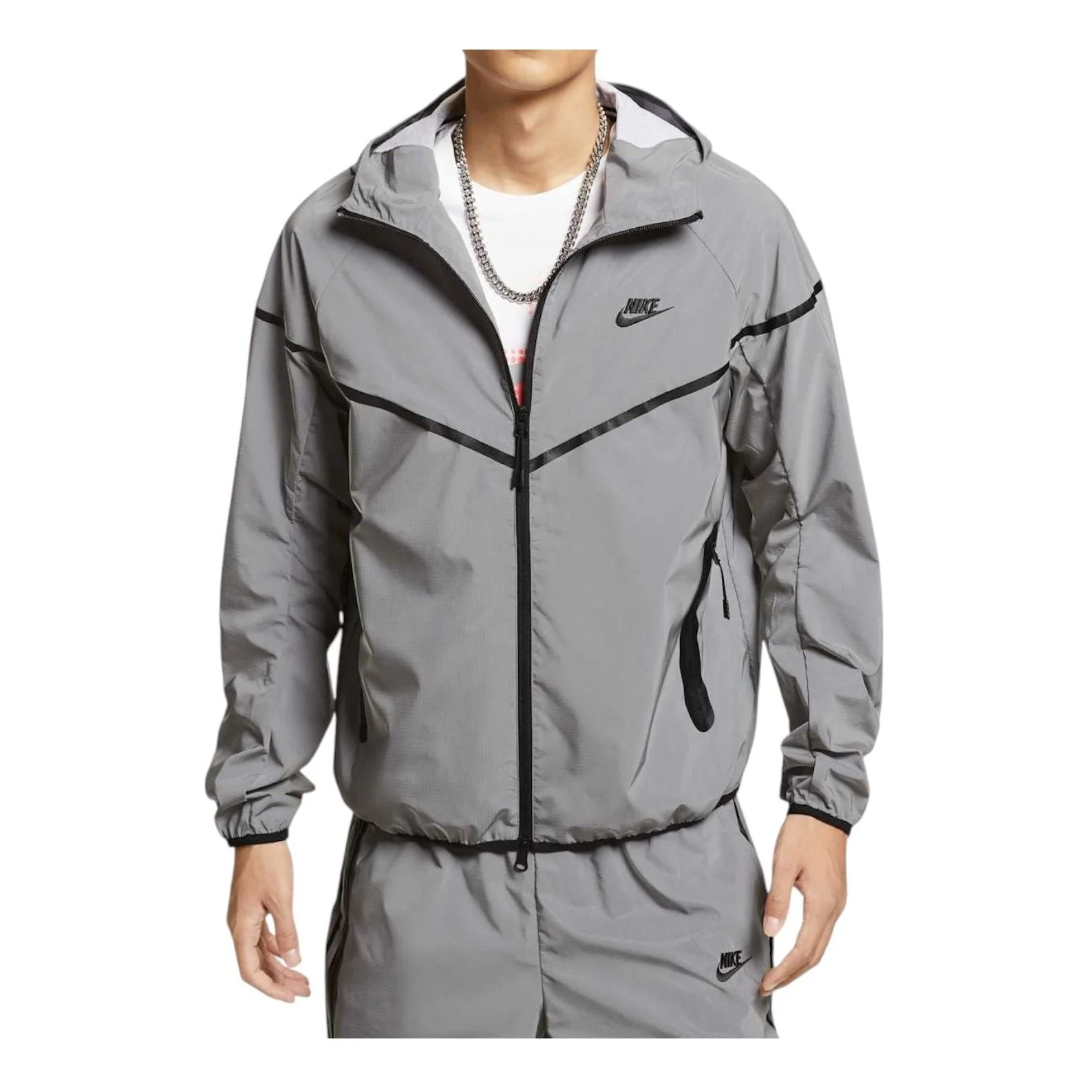 Nike Tech Woven Flash Jacket Reflect Asia Sizing 'Silver Black' FZ7586-035 - 1