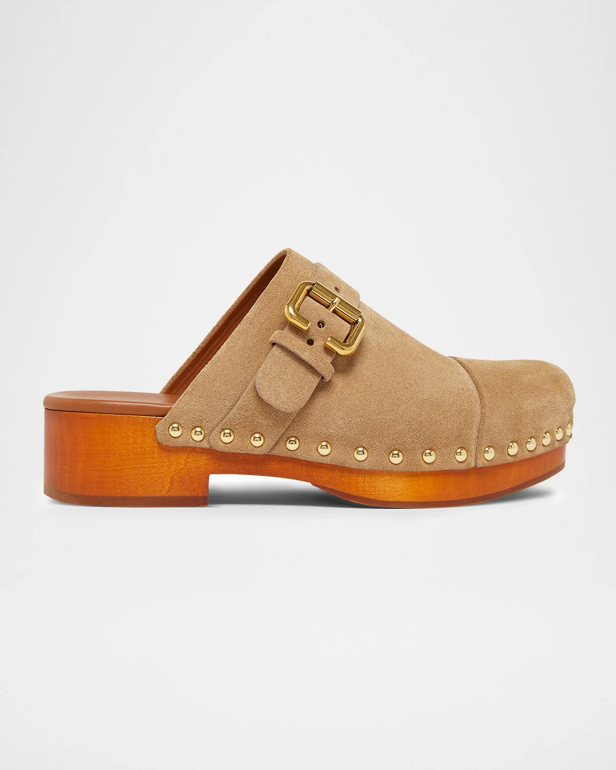 Jeannette Suede Buckle Clogs - 1