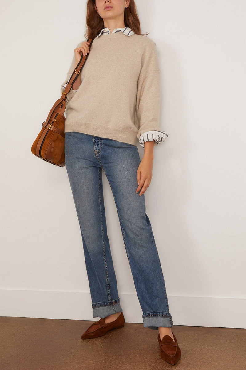 Loulou de Saison Tristan Loose Fit Sweater in Stone Melange outlook