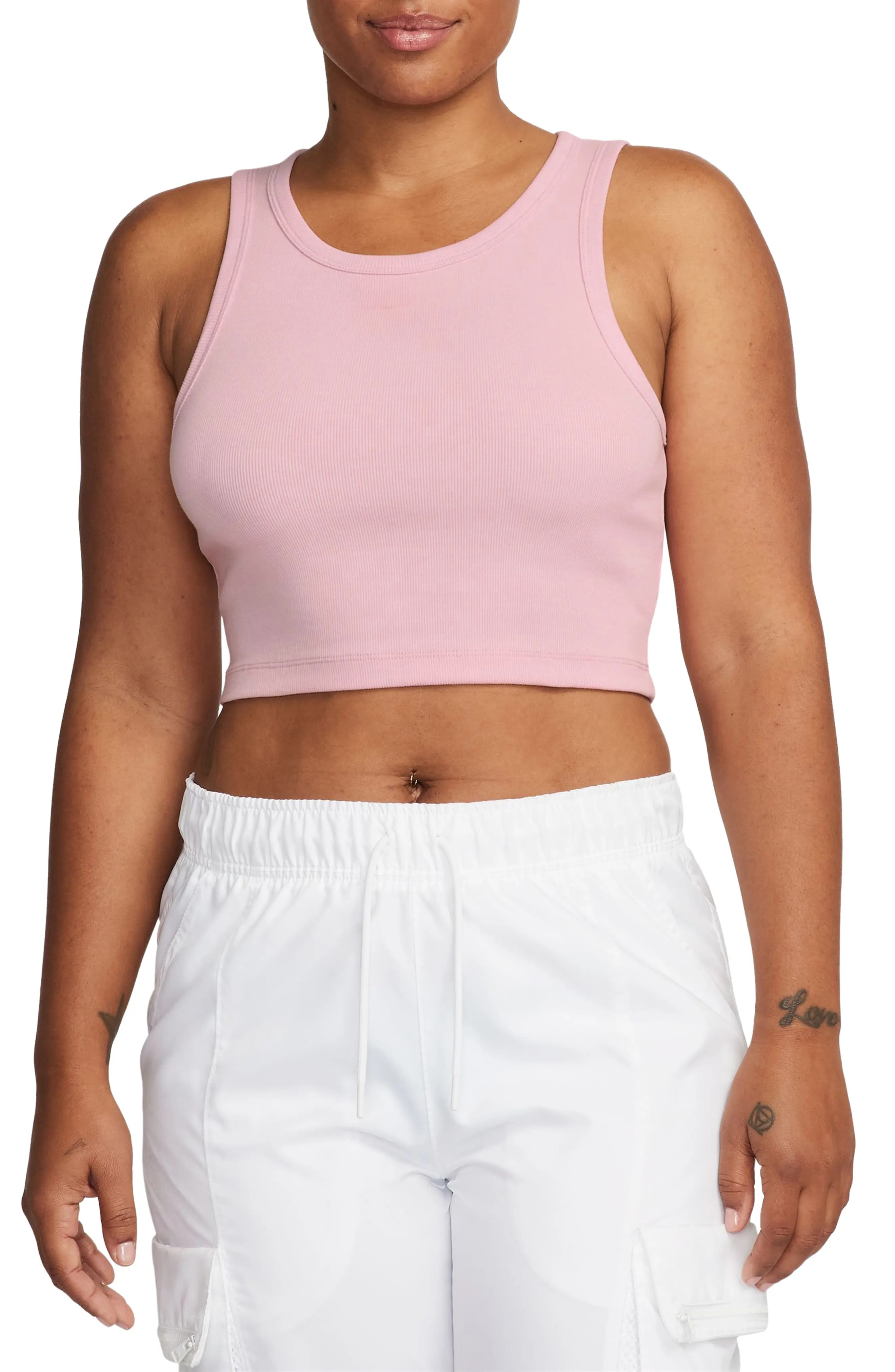 Crop Cotton Blend Tank Top - 1