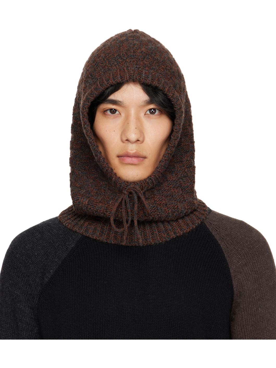 Brown Wool Blend Hood - 1