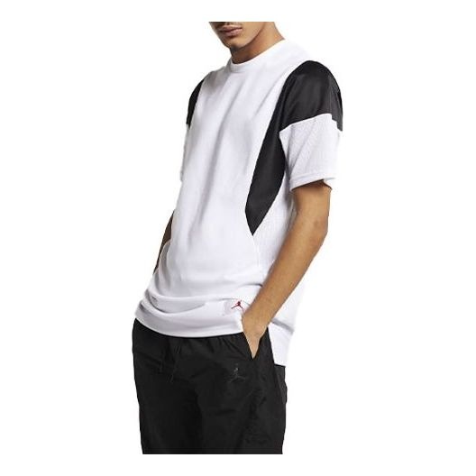 Air Jordan Flight Splicing Contrasting Colors Athleisure Casual Sports Short Sleeve White AO0415-100 - 1