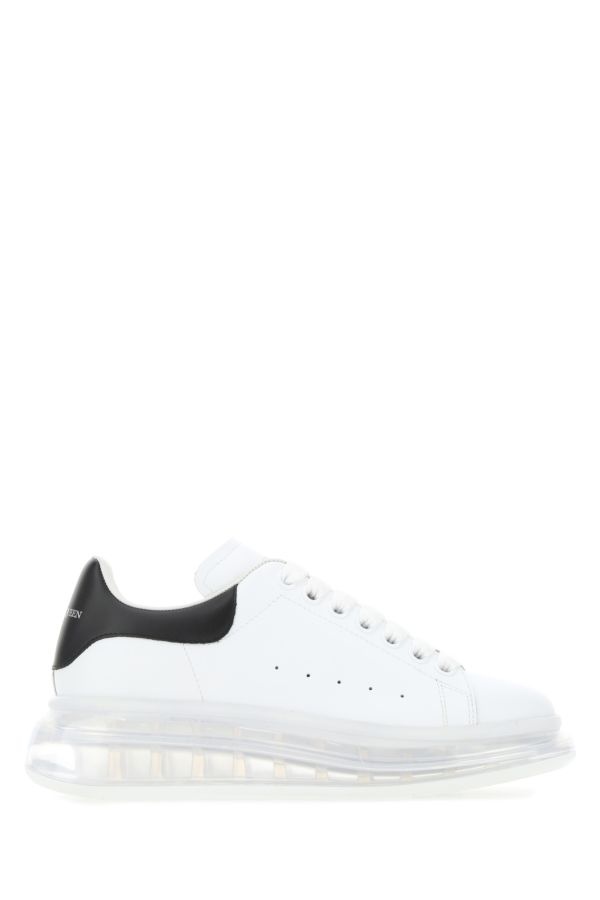 White leather sneakers with black leather heel - 1