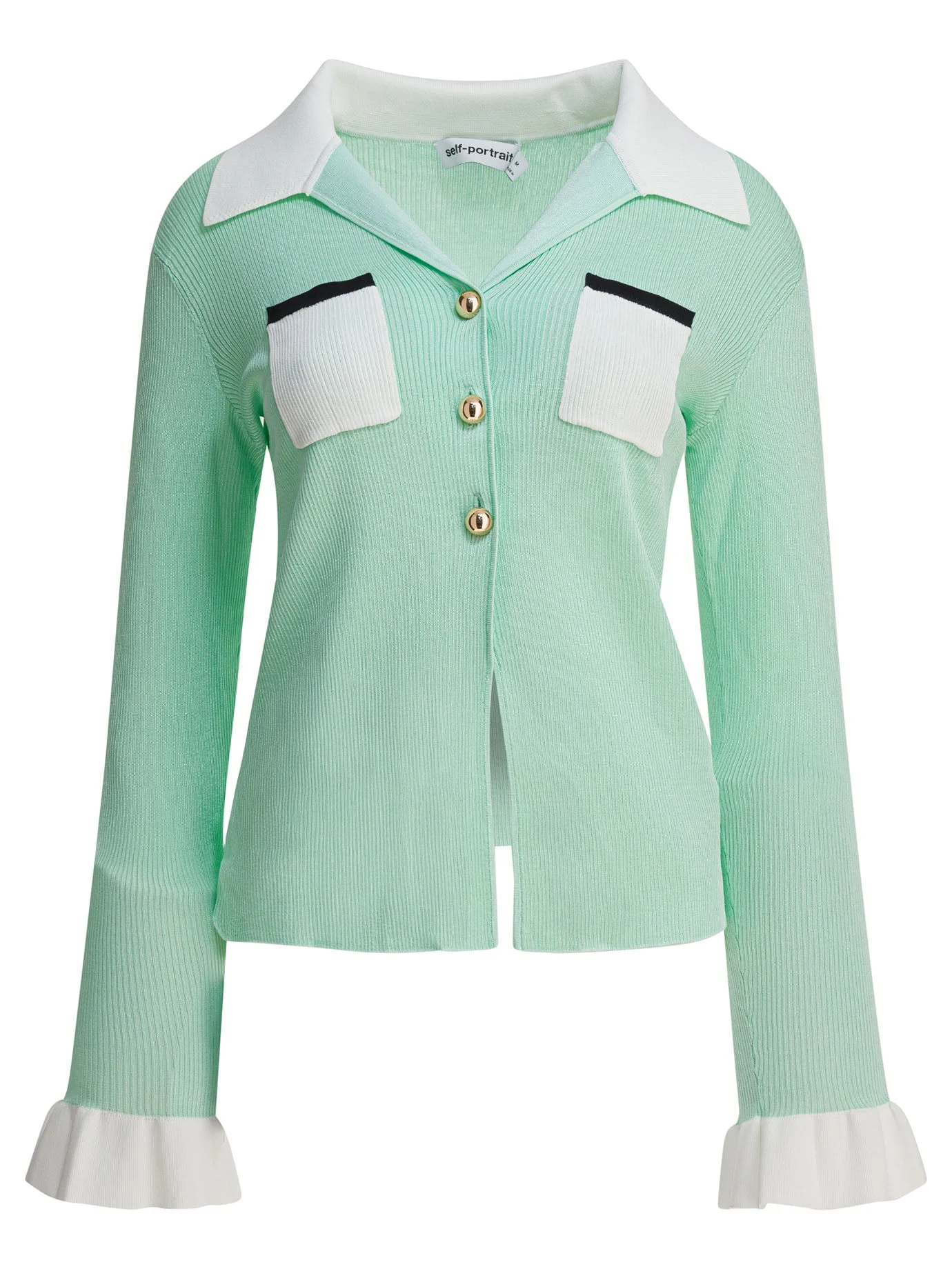 Self-portrait Ribbed Viscose Peplum Top - 1