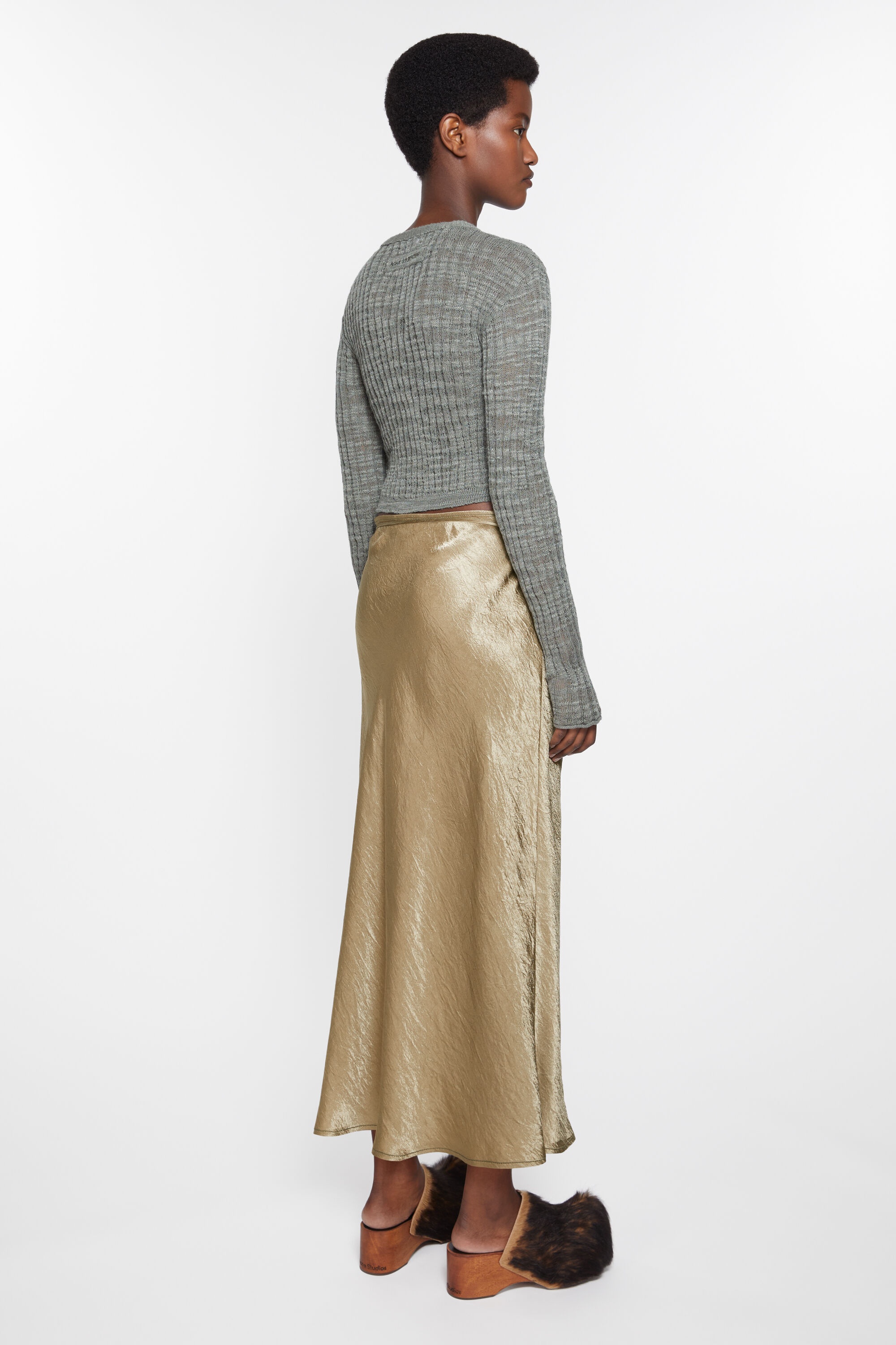 Satin wrap skirt - Old green - 3