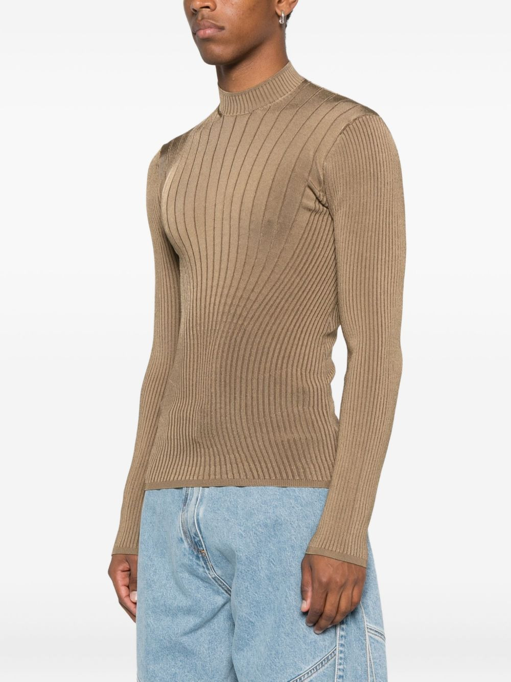 ribbed high-neck jumper - 3