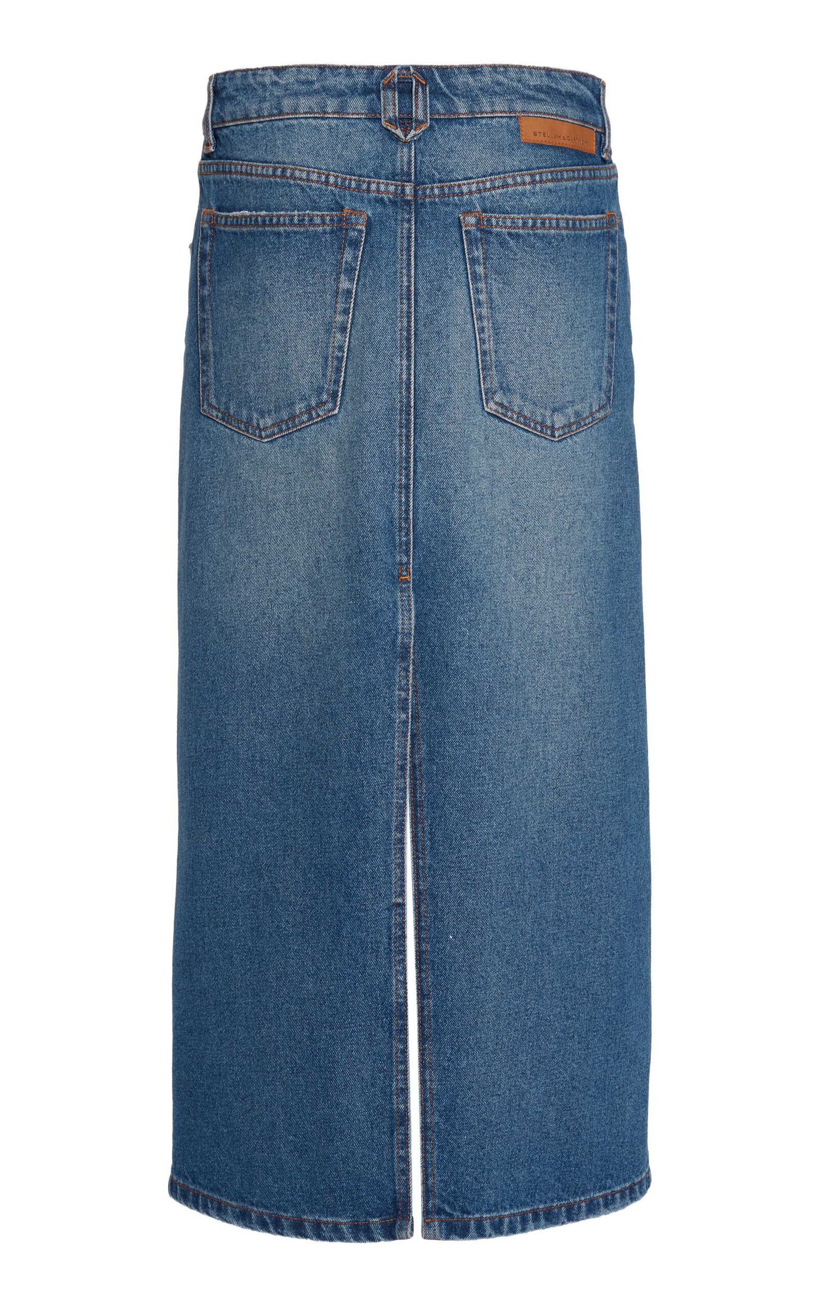Paneled Tweed & Denim Midi Skirt medium wash - 3