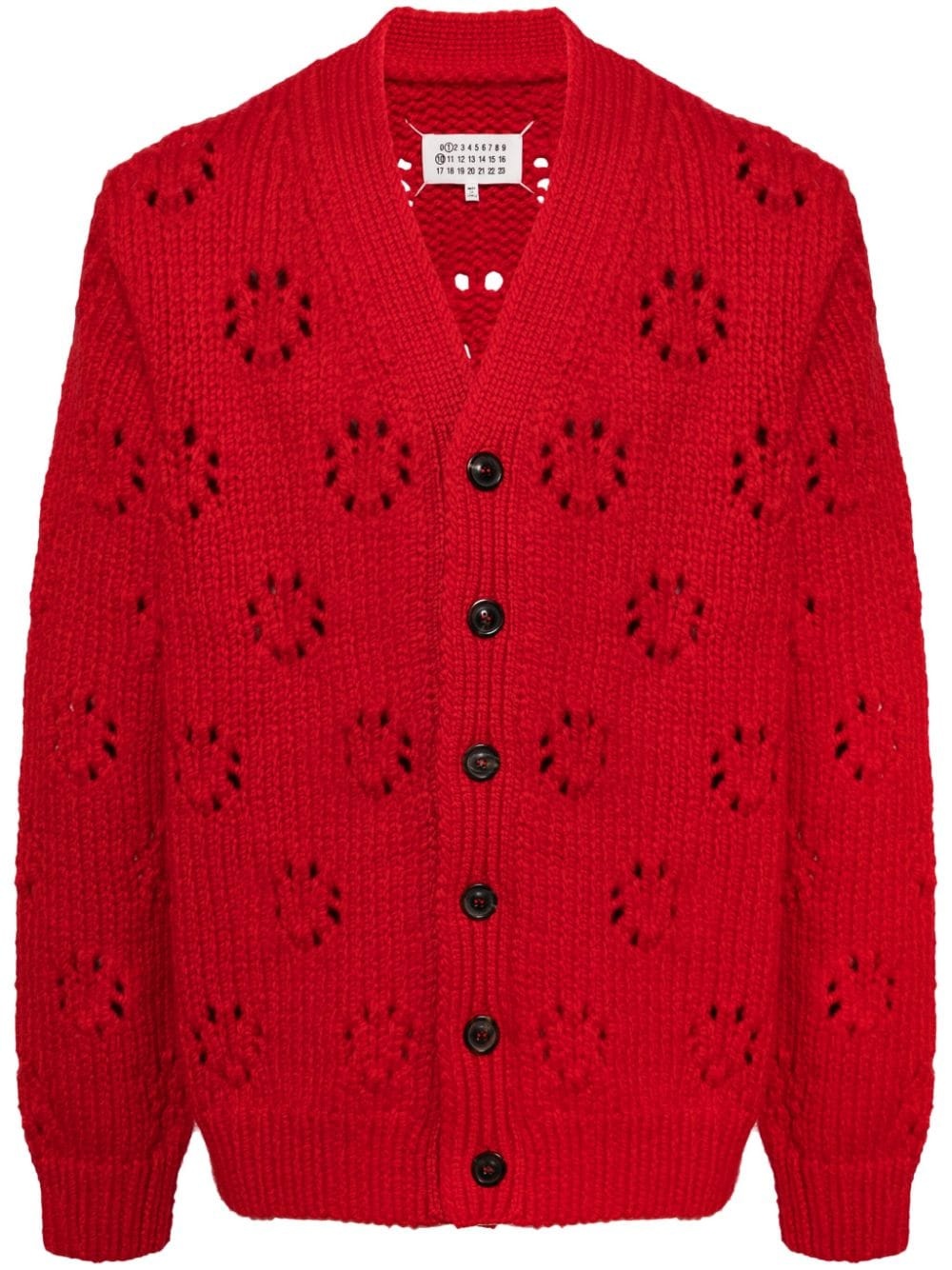 pointelle-knit wool cardigan - 1