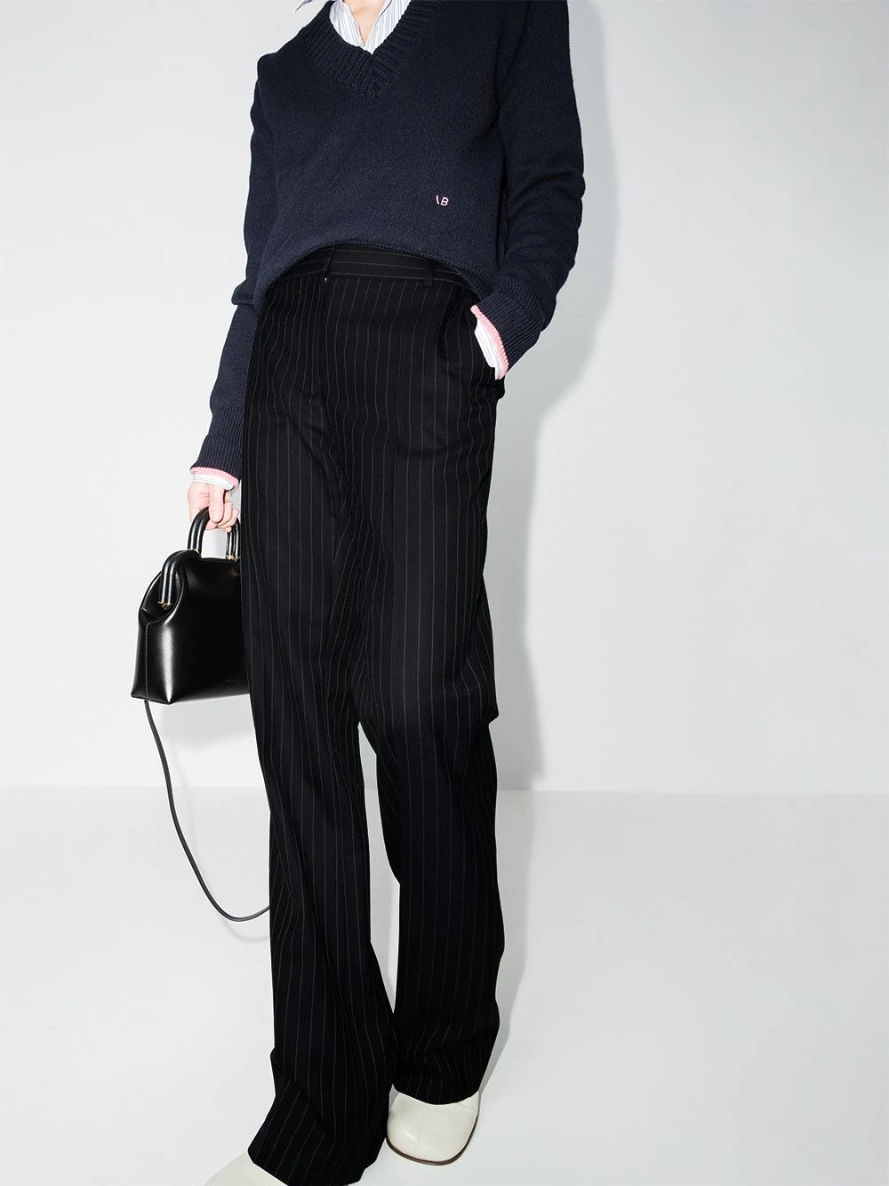 high-waisted wool flared trousers - 2