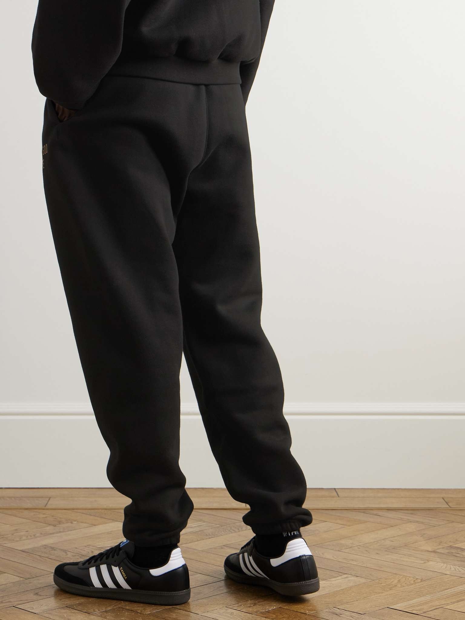 Tapered Logo-Print Appliquéd Cotton-Blend Jersey Sweatpants - 3