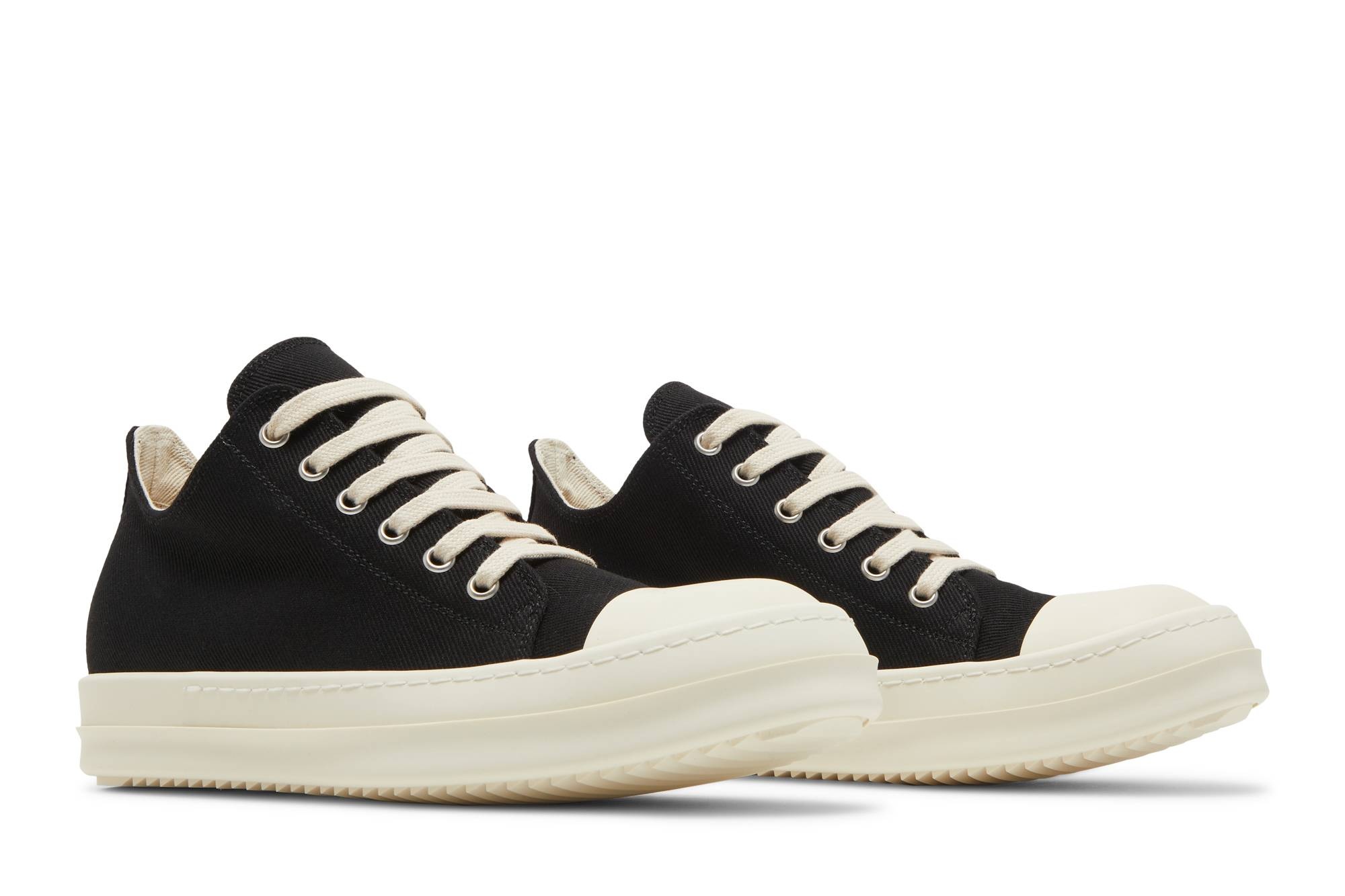 Rick Owens Wmns DRKSHDW Strobe Cotton Denim Low 'Black Milk' - 8