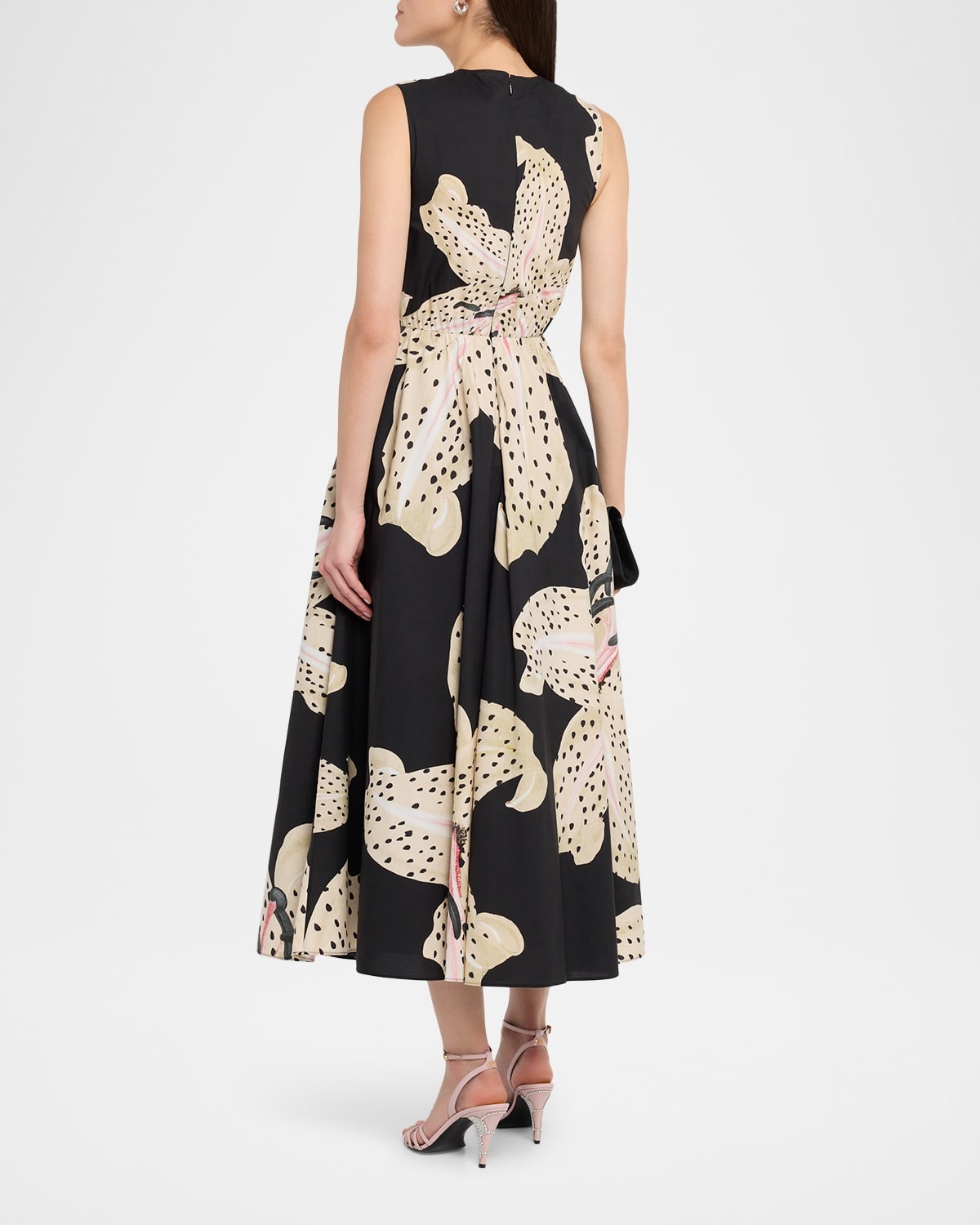 Flower-Print Popeline Sleeveless Midi Dress - 3