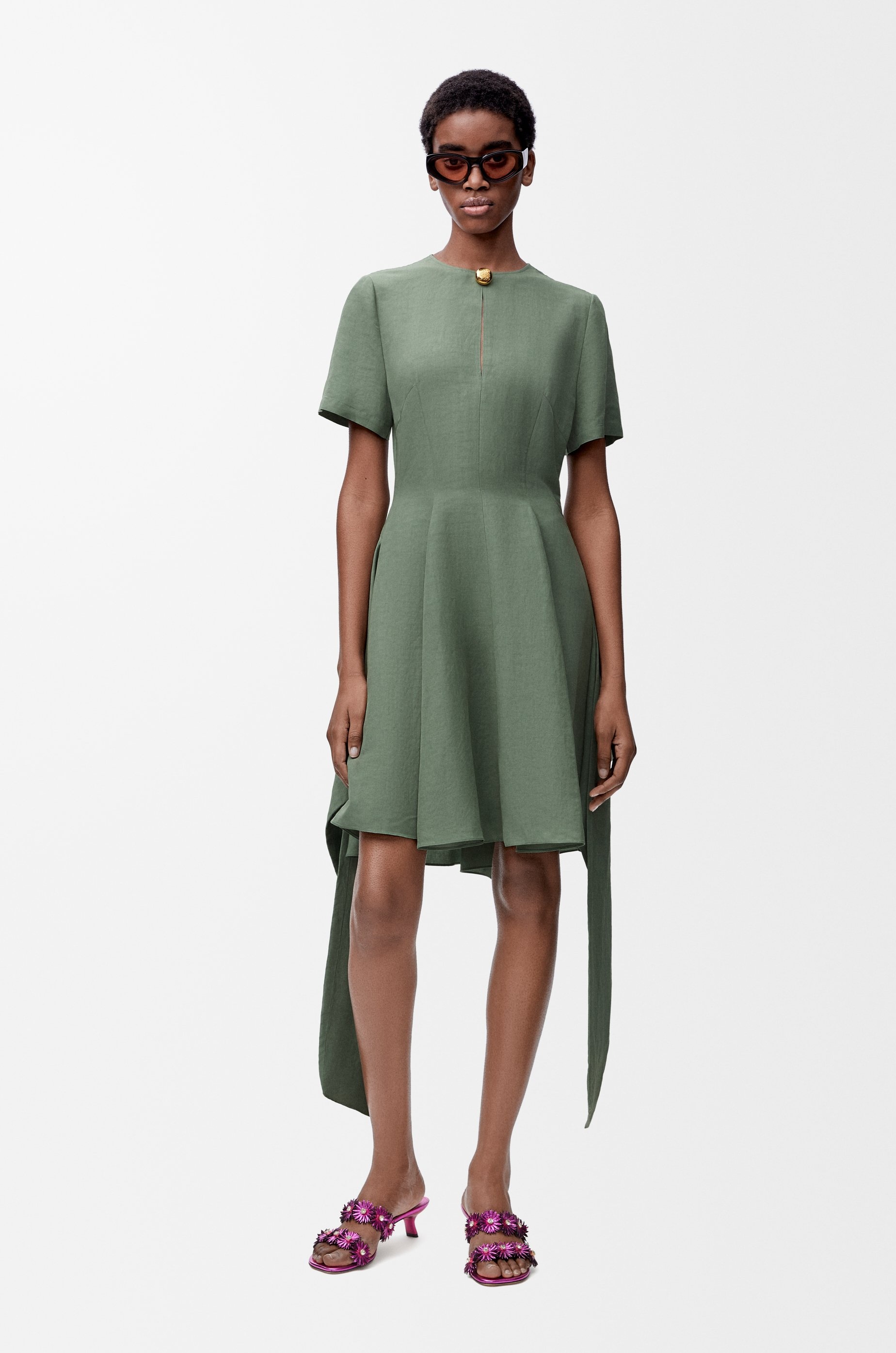 Pebble dress in viscose and linen - 3