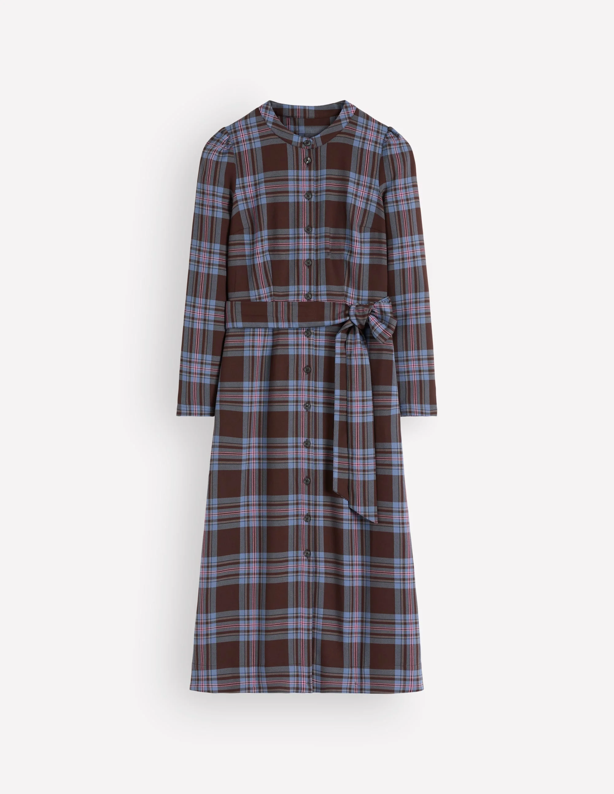 Louise Check Midi Shirt Dress-Brown, Blue and Pink Check - 1