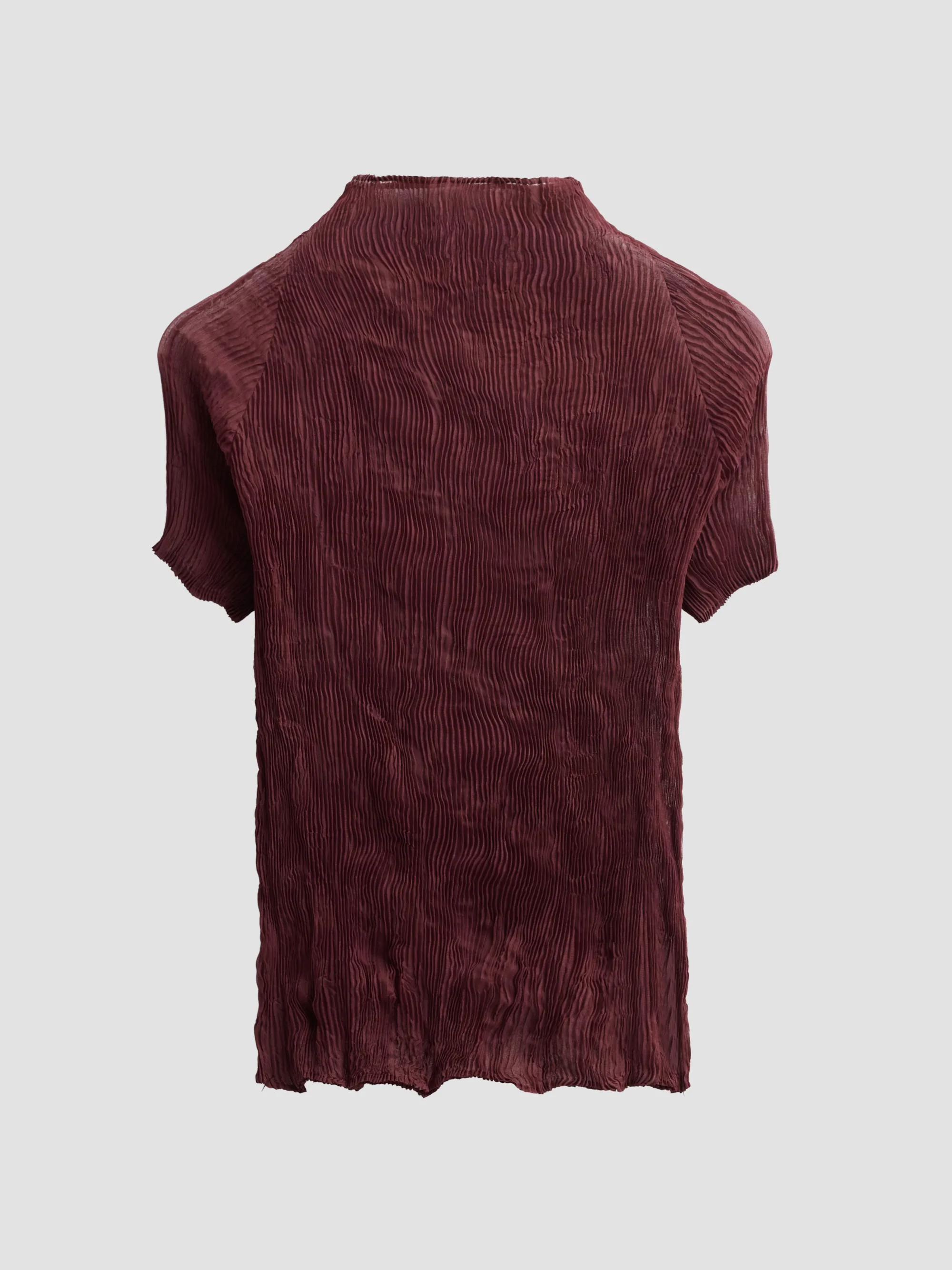 Women's Chiffon Twist Rib-Knit Top - Burgundy - 1