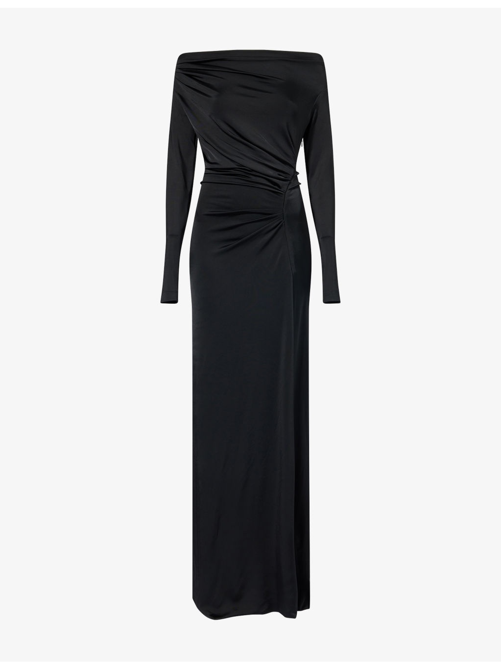 Off-Shoulder Draped Woven Maxi Dress - 1