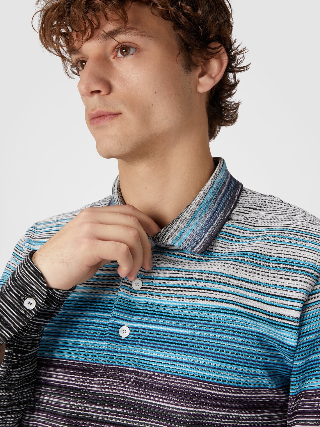 Long-sleeved polo shirt in slub cotton piqué - 5
