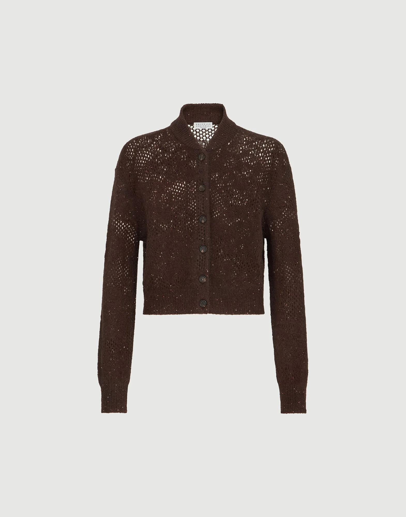 Lace flowers cardigan in sparkling mohair and virgin wool - 1