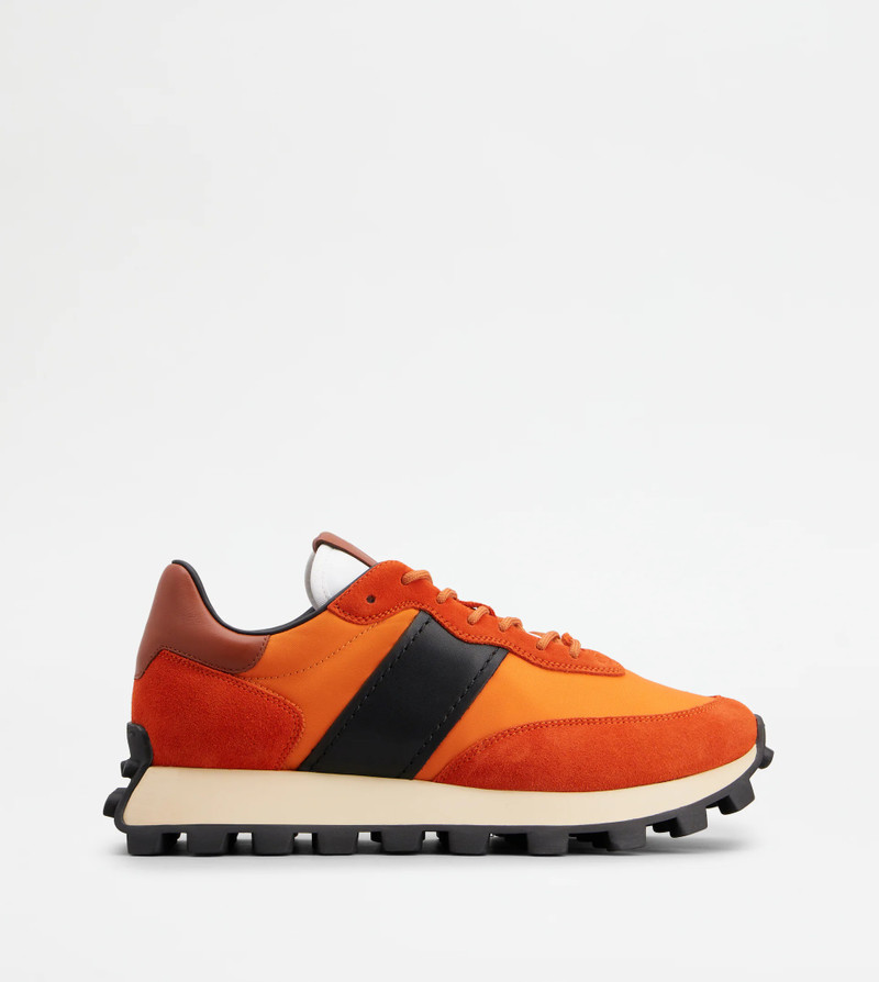 SNEAKERS TOD'S 1T IN SUEDE AND FABRIC - ORANGE, BLACK, BROWN 1