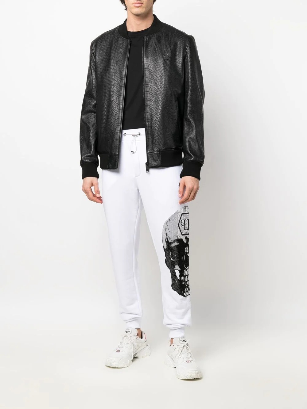 python-effet leather bomber jacket - 2