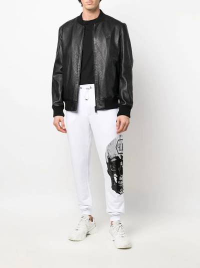 PHILIPP PLEIN python-effet leather bomber jacket outlook