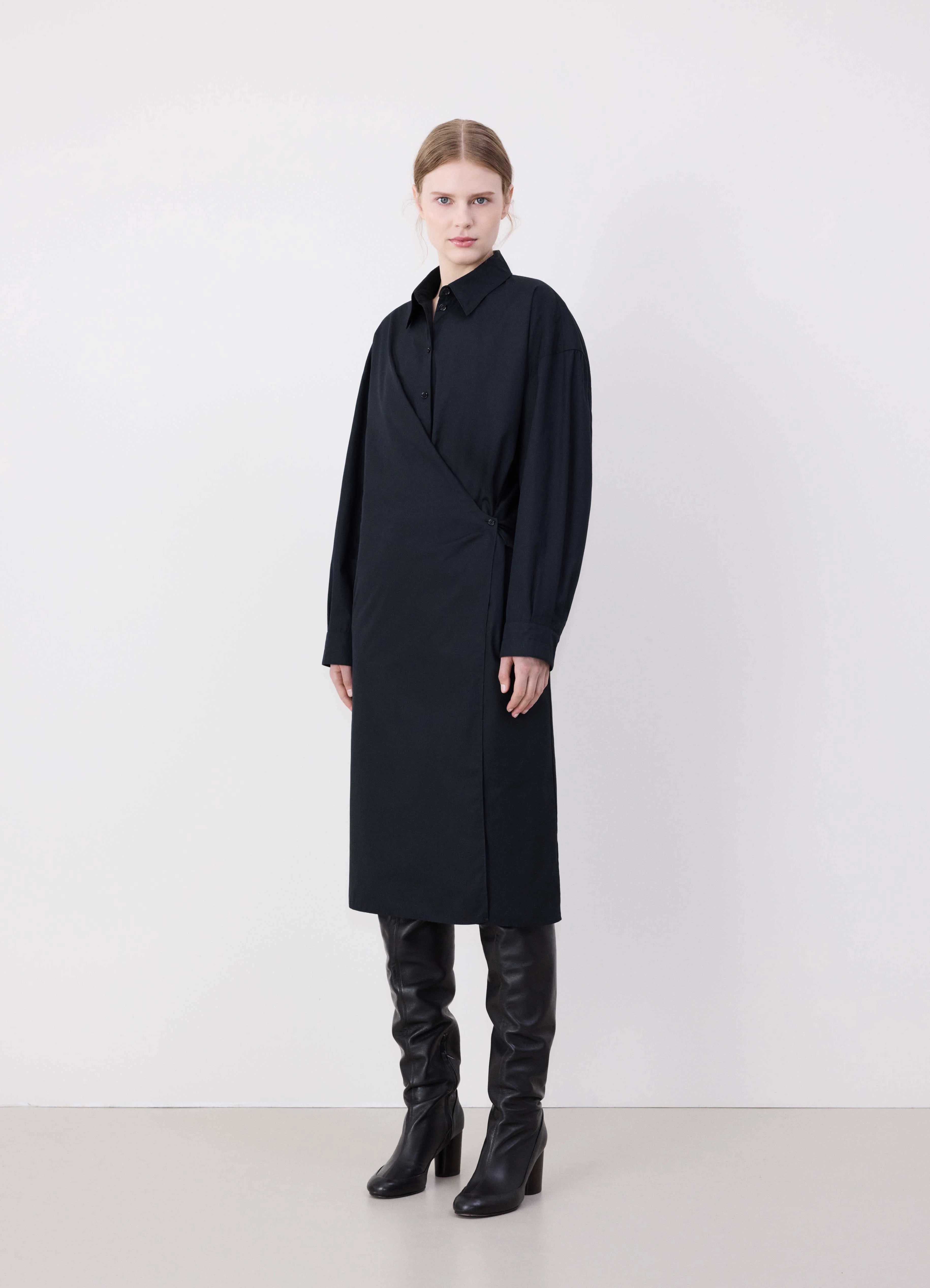 STRAIGHT COLLAR TWISTED DRESS - 2