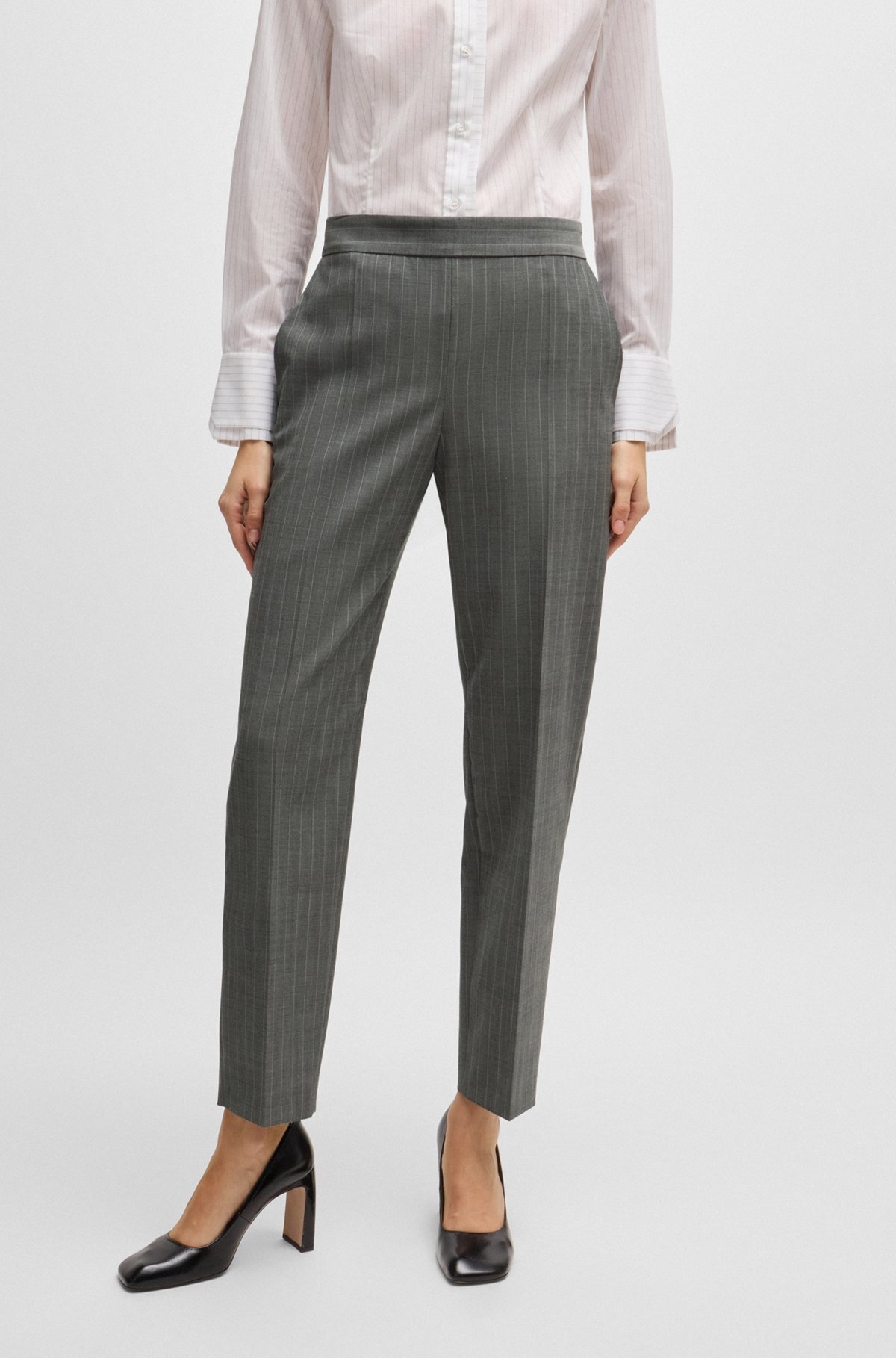 REGULAR-FIT TROUSERS IN STRIPED WOOL - 2