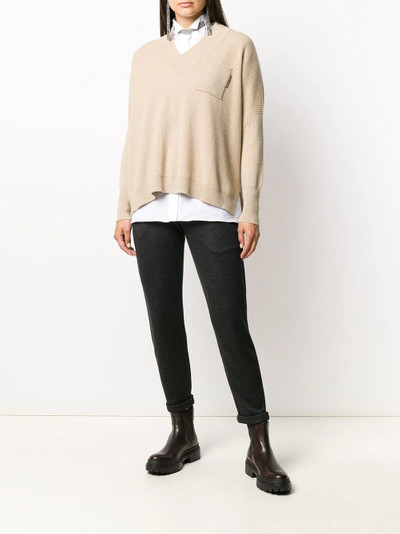 Brunello Cucinelli v-neck cashmere jumper outlook