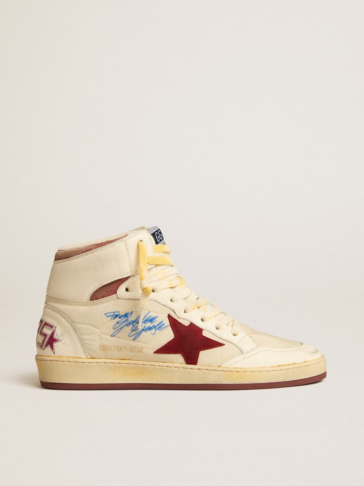 Sky-Star in beige nylon and nappa with pomegranate suede star - 1