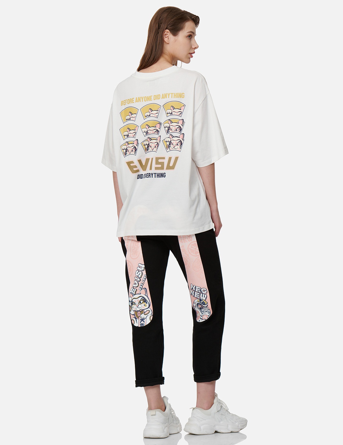 FORTUNE-CAT HIDE-AND-SEEK PRINT OVERSIZED T-SHIRT - 3