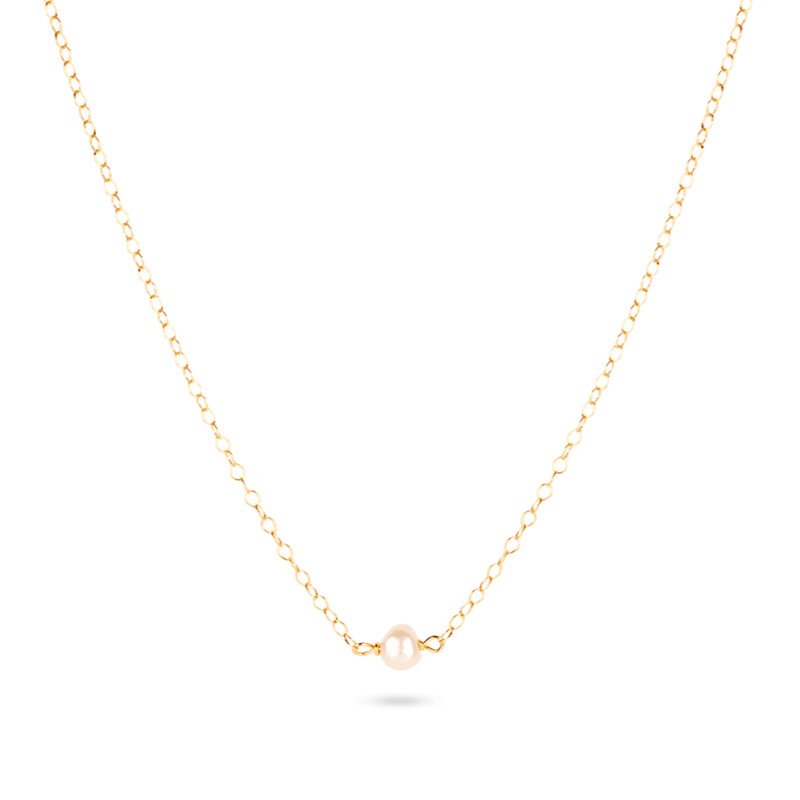 Tiny Solitaire Pearl Necklace 3