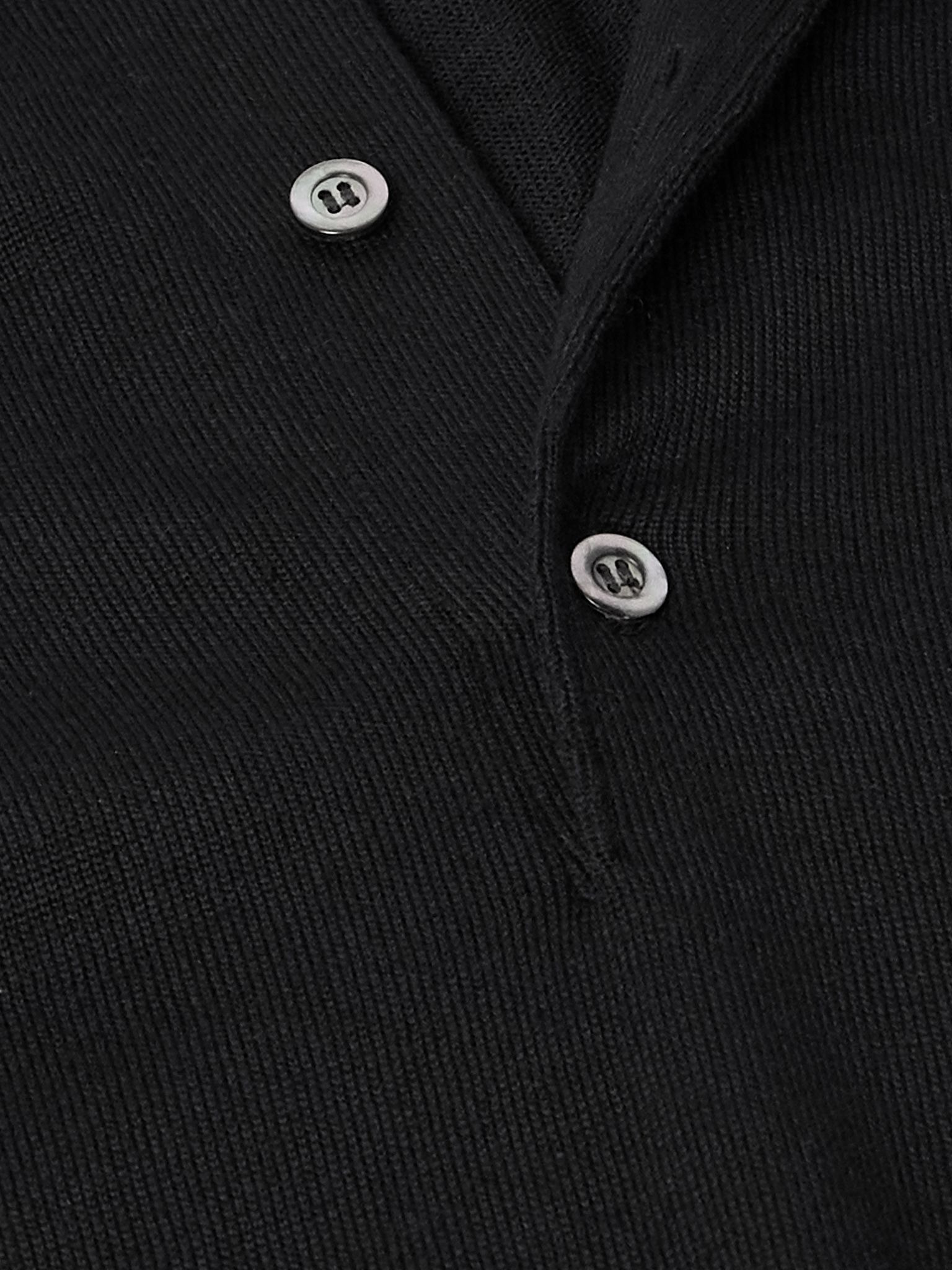 Wool Polo Shirt Black - 5
