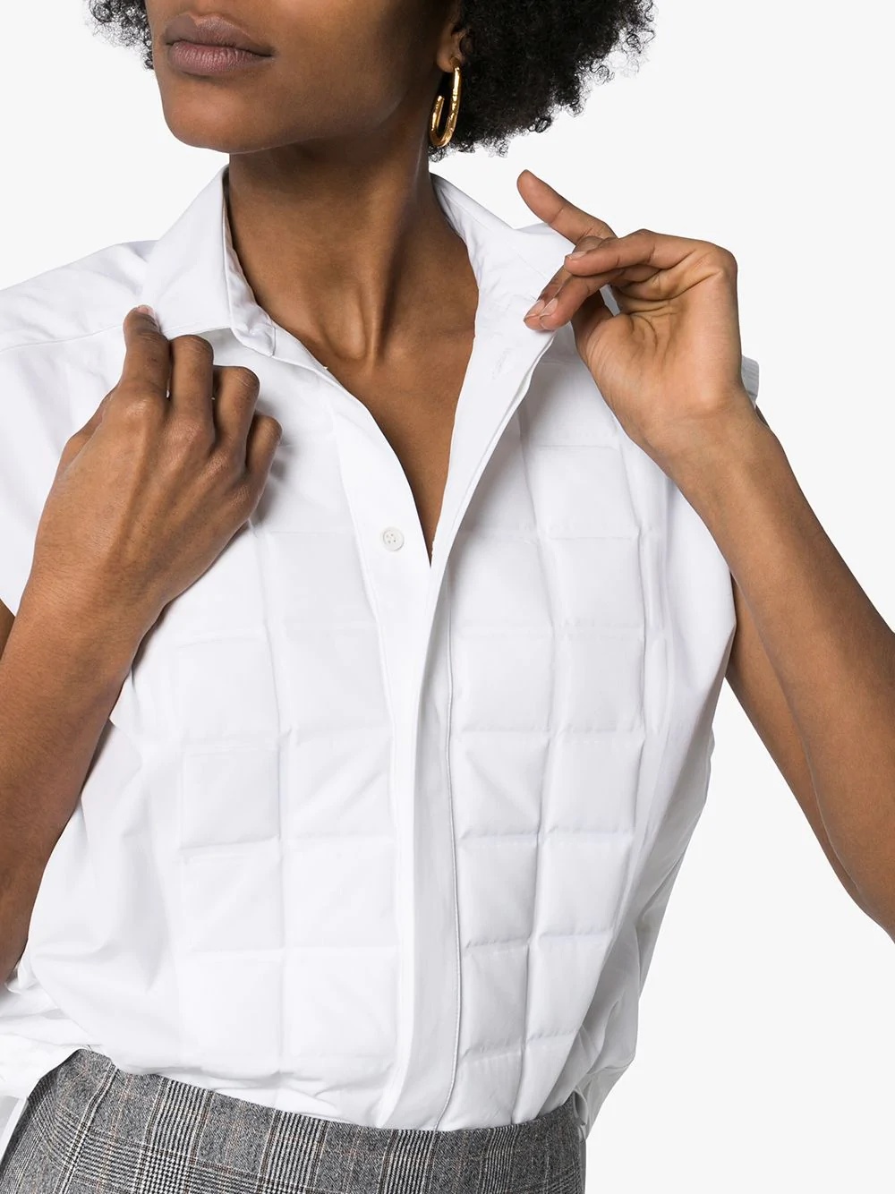 quilted cotton-poplin sleeveless shirt - 5