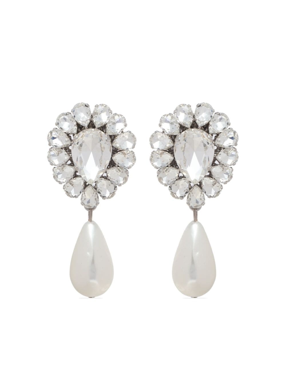 crystal-embellished pearl earrings - 1