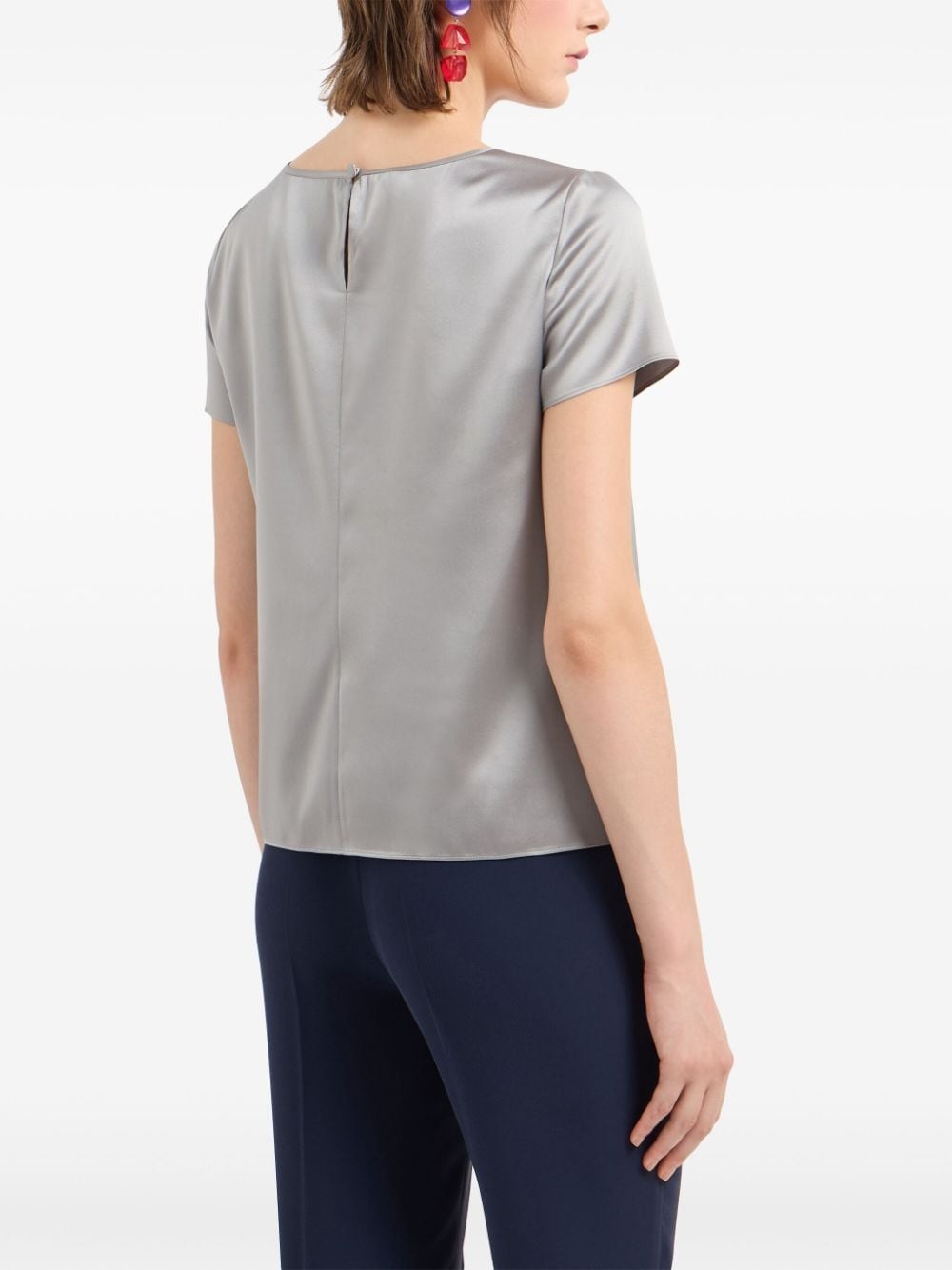 satin short-sleeve blouse - 3